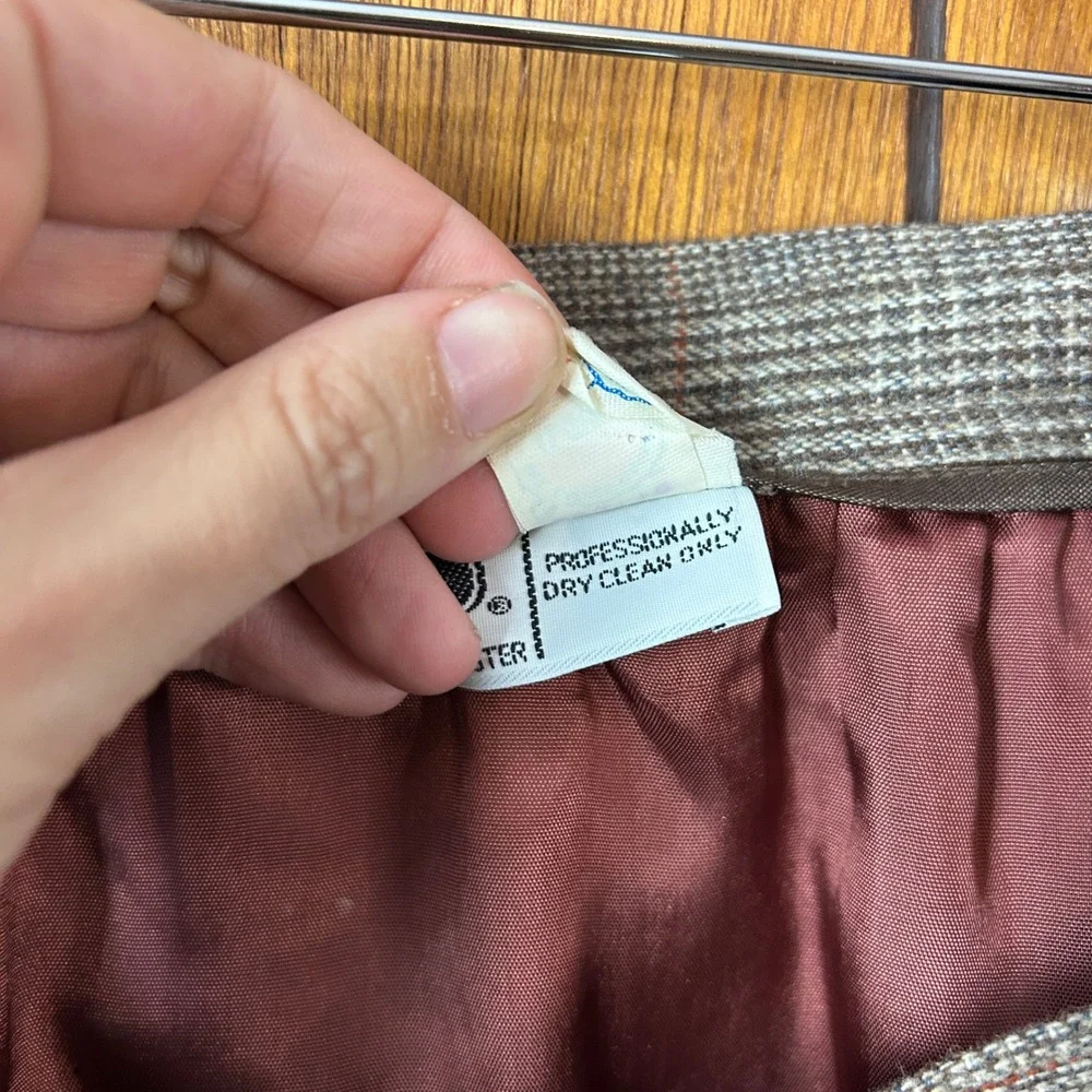 Evan Picone Plaid Wool Blend Midi Skirt Women's Size Petite‎ Brown Classic